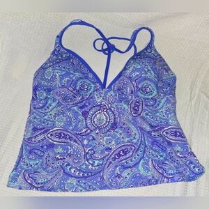 Covington Blue Paisley Women's Halter Swim Top ONLY Padded Sz 14 Beach Vacation